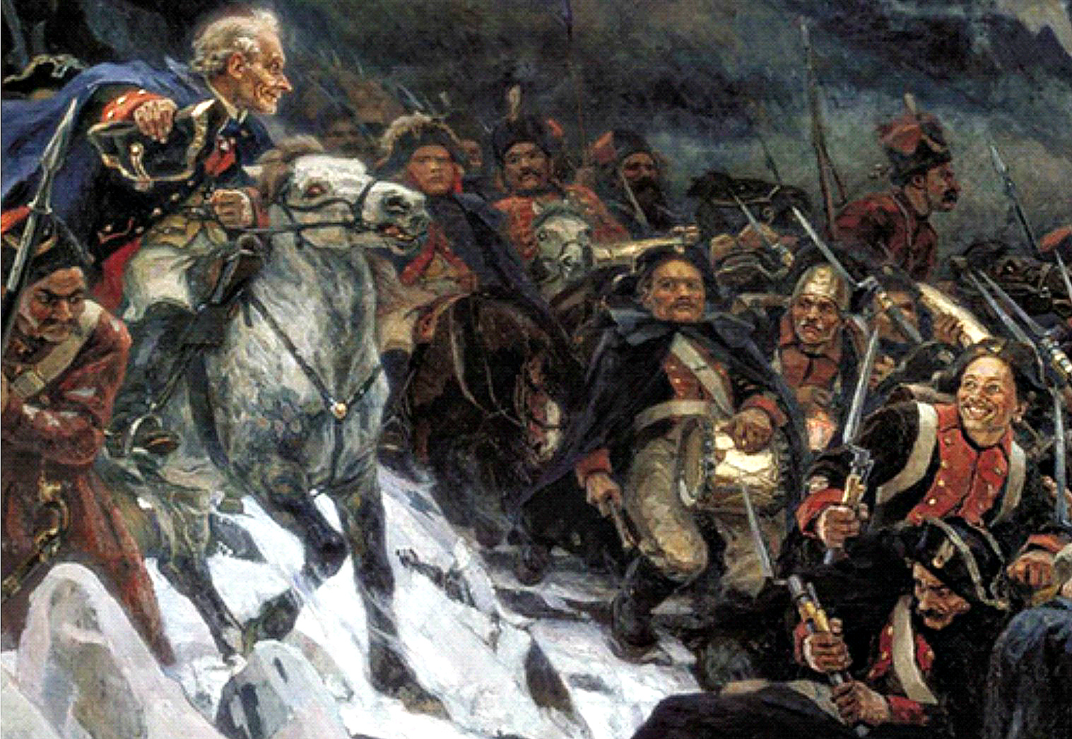 В каких сражениях участвовал суворов названия. Суриков переход Суворова через Альпы.